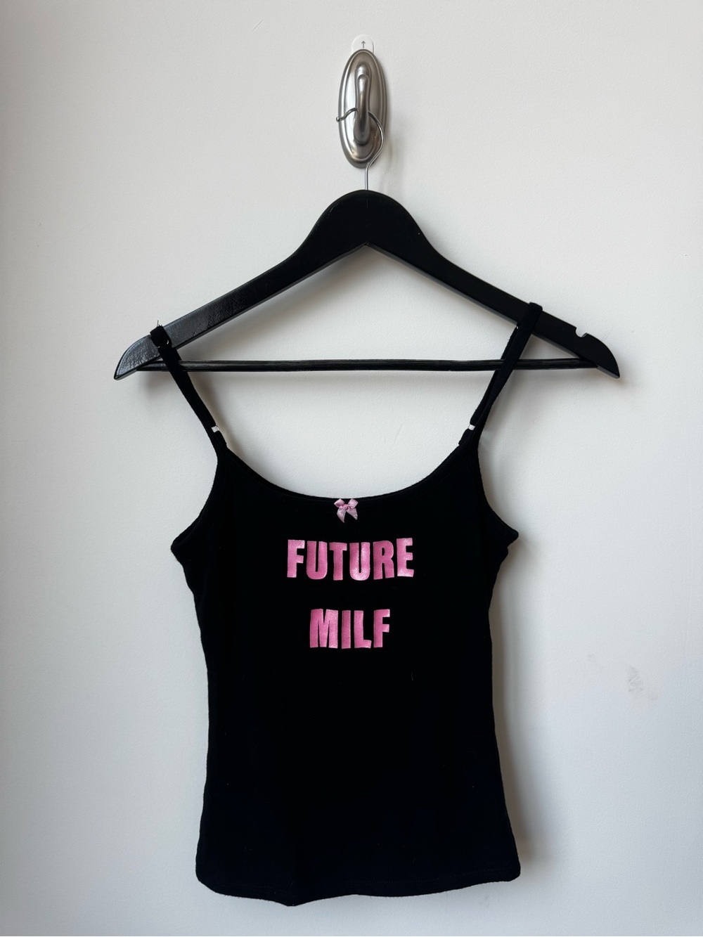 omighty Black Camisole with Pink "Future MILF" Graphic